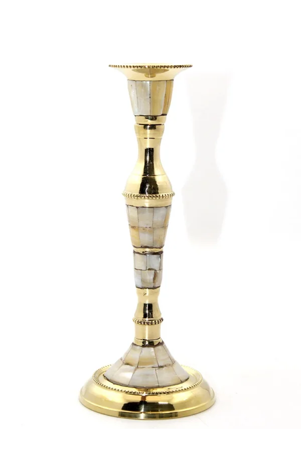 Tekli Pirinç Sedefli Şamdan Model 1