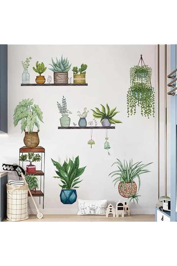 Tropikal Bitkiler Duvar Stickerı Model D