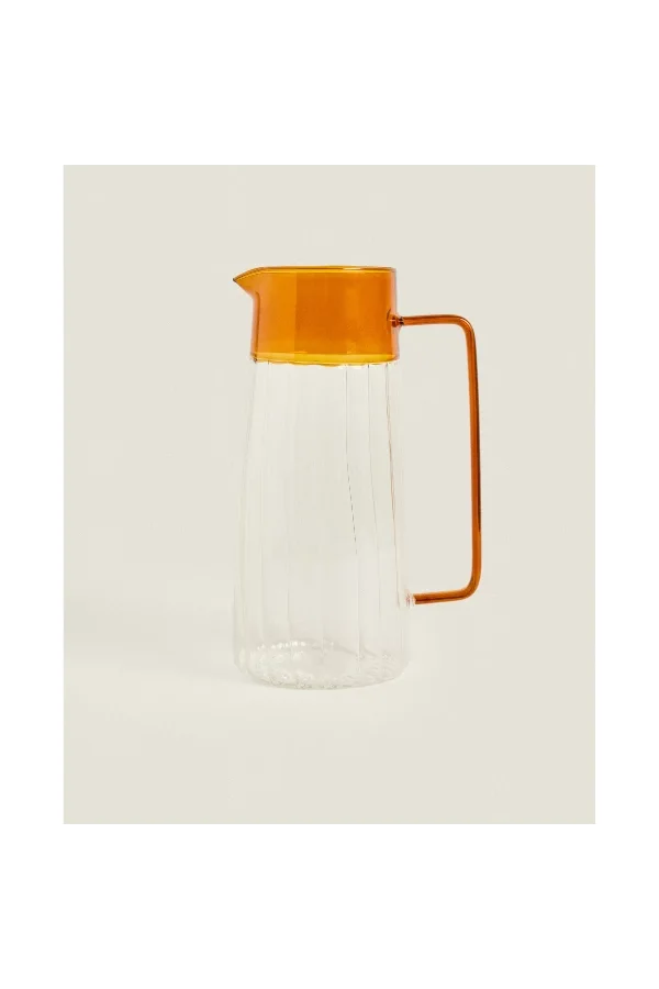 Turuncu Detaylı Cam Sürahi 1600 ml