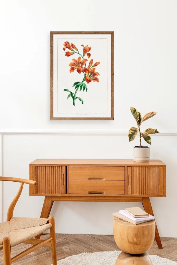 Turuncu Zambak Ahşap Çerçeveli Tablo