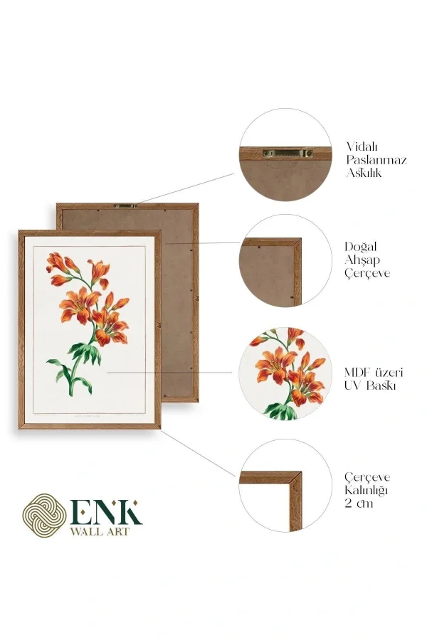 Turuncu Zambak Ahşap Çerçeveli Tablo
