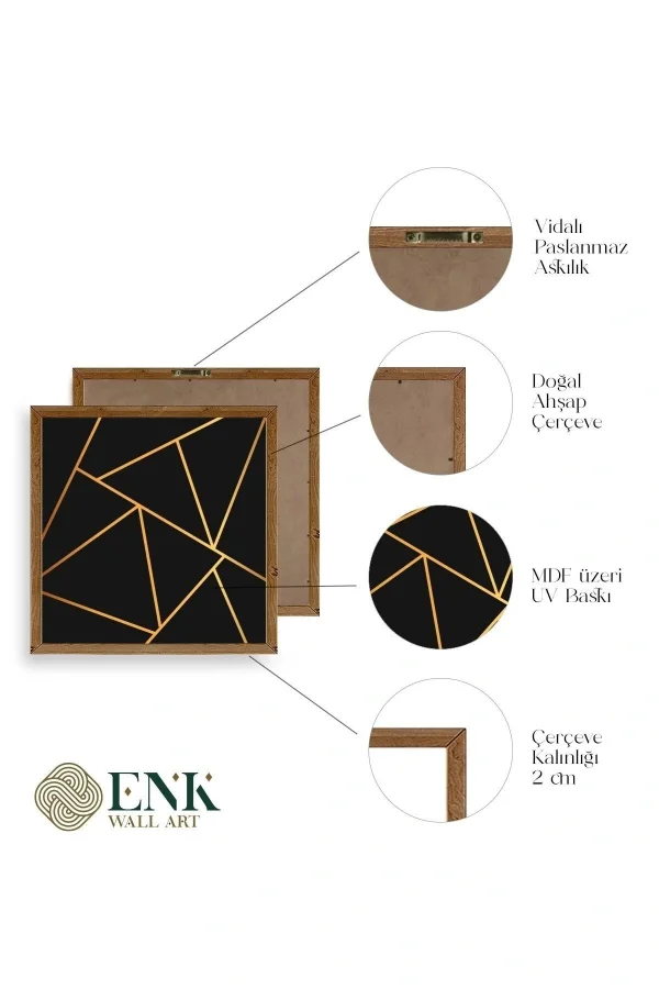 Üçgen Ahşap Çerçeveli Tablo