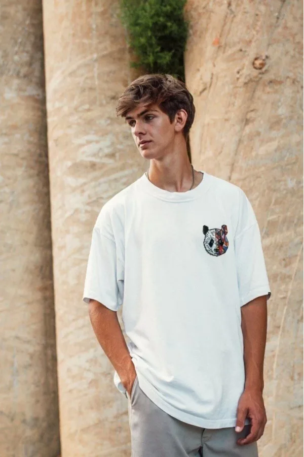 Unisex Baskılı Oversize T-Shirt - Beyaz