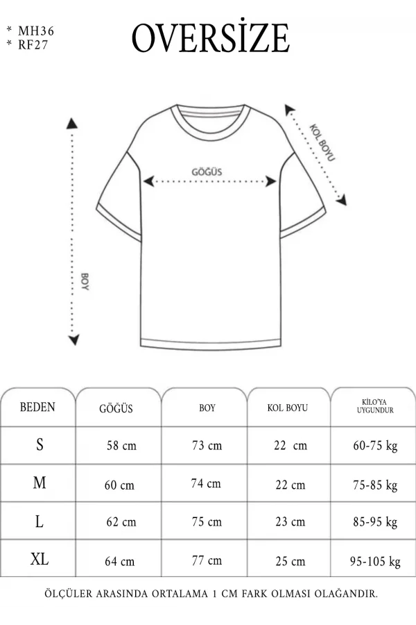 Unisex Baskılı Oversize T-Shirt - Füme