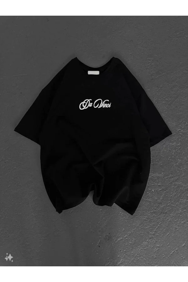 Unisex Baskılı Oversize T-Shirt - Siyah
