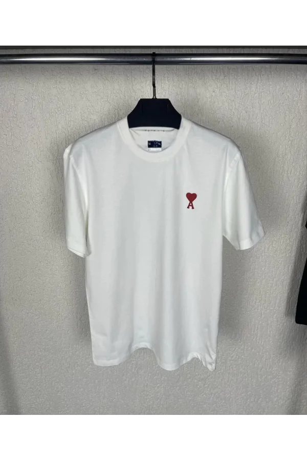 Unisex Bisiklet Yaka Baskılı Oversize T-Shirt - Beyaz
