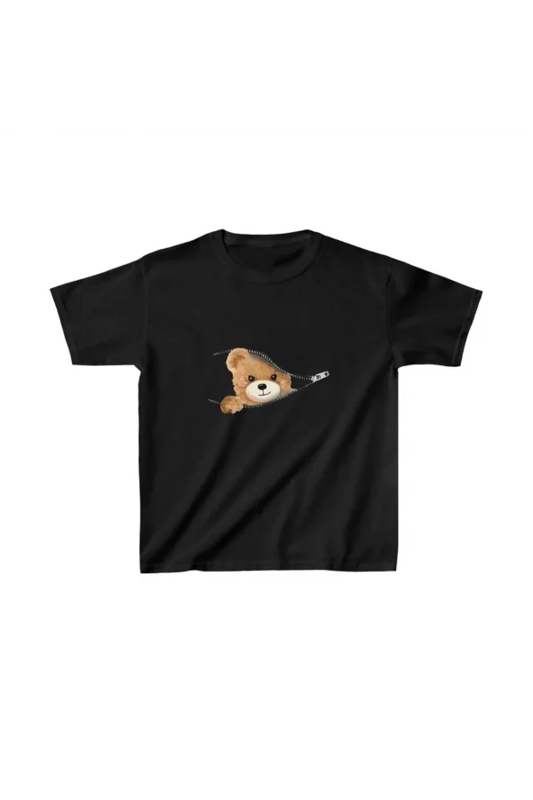 Unisex Çocuk Baskılı T-Shirt - Siyah