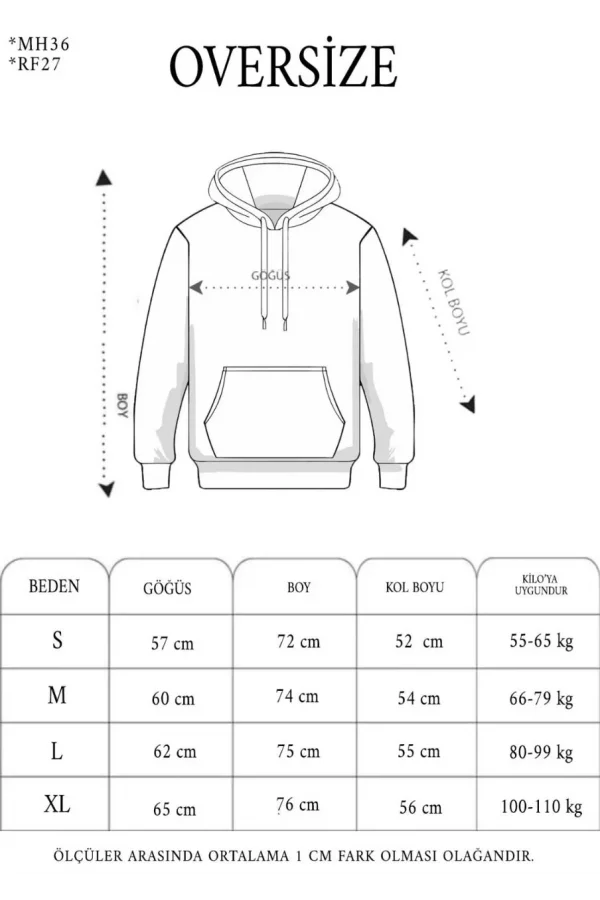 Unisex Uzun Kol Kapşonlu Yıkamalı Nakışlı SweatShirt - Füme