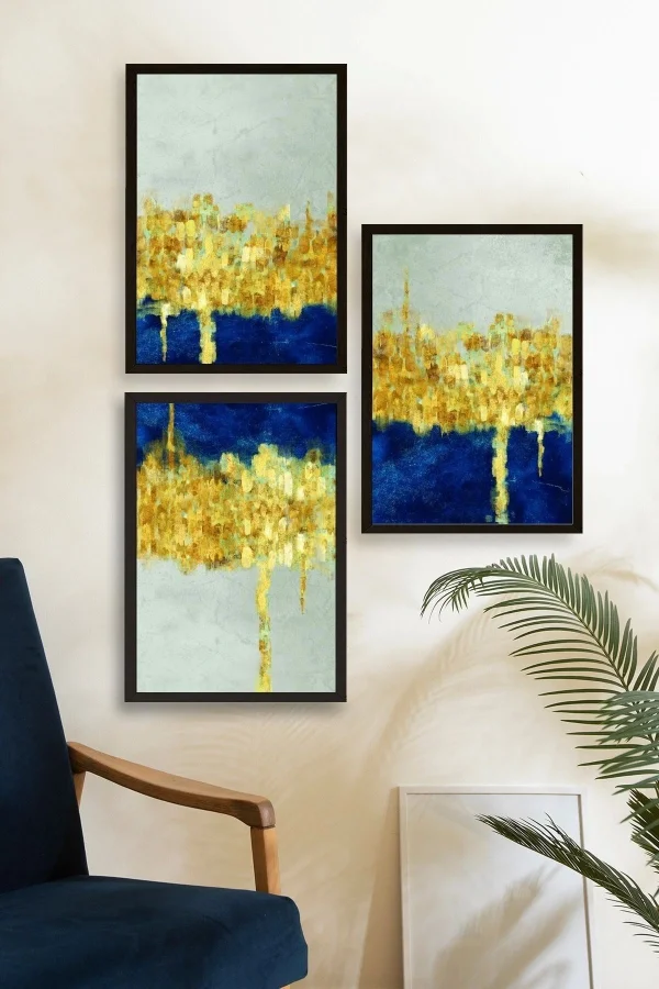 Ünlü Tablolar Üçlü Ahşap Çerçeveli Tablo