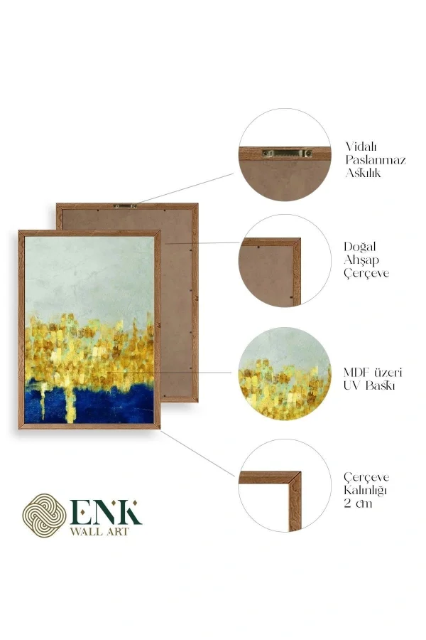 Ünlü Tablolar Üçlü Ahşap Çerçeveli Tablo