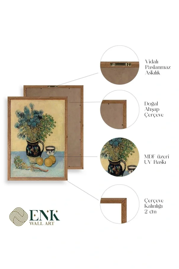 Ünlü Tablolar Üçlü Ahşap Çerçeveli Tablo