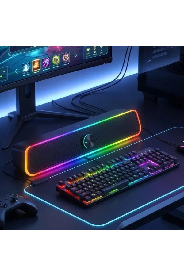 USB Jak Ve Mikrofon Çıkışlı RGB Hoparlör