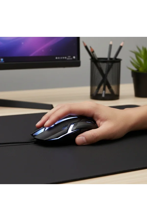 USB Kablolu Işıklı 3D Optik Mouse