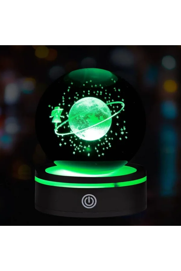 USBli Satürnlü Kız Tasarımlı Dönen Cam Küre