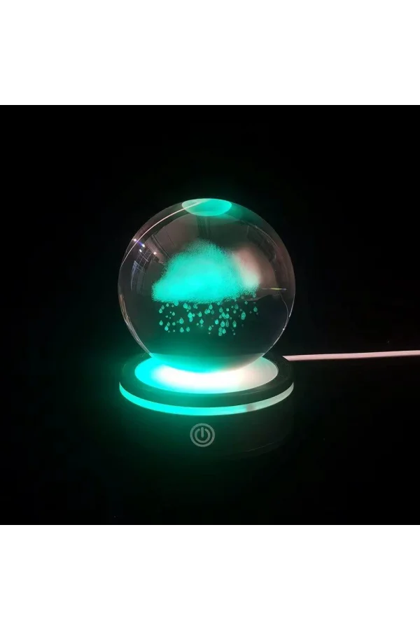 USBli Yağmur Bulutu Tasarımlı Dönen Cam Küre