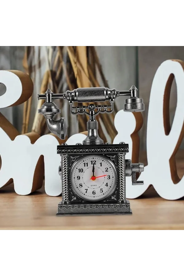 Vintage Telefon Tasarımlı Masa Saati