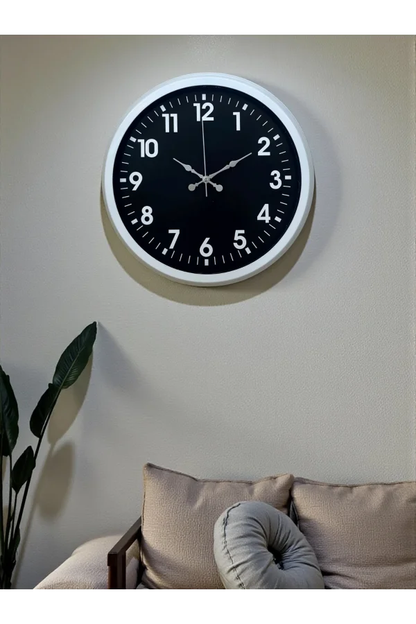 White Pure Contrast 40 Cm Metal Duvar Saati