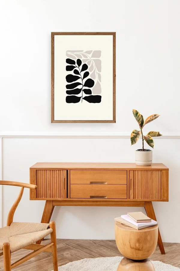 Yaprak Ahşap Çerçeveli Tablo