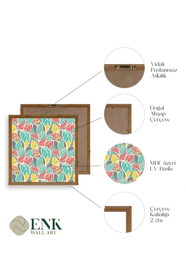 Yaprak Ahşap Çerçeveli Tablo