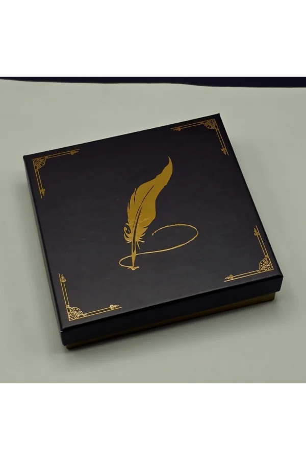 Yaprak Desenli Mor Deri Defter Ve Metal Roller Kalem Seti