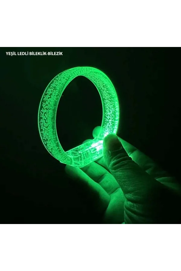 Yeşil Led Işıklı Baskı Yapılabilen Pilli Bileklik Bilezik