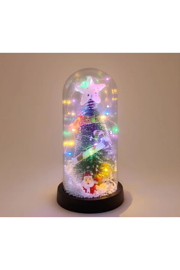 Yılbaşı Temalı Işıklı Dekoratif Cam Fanus - Model 1