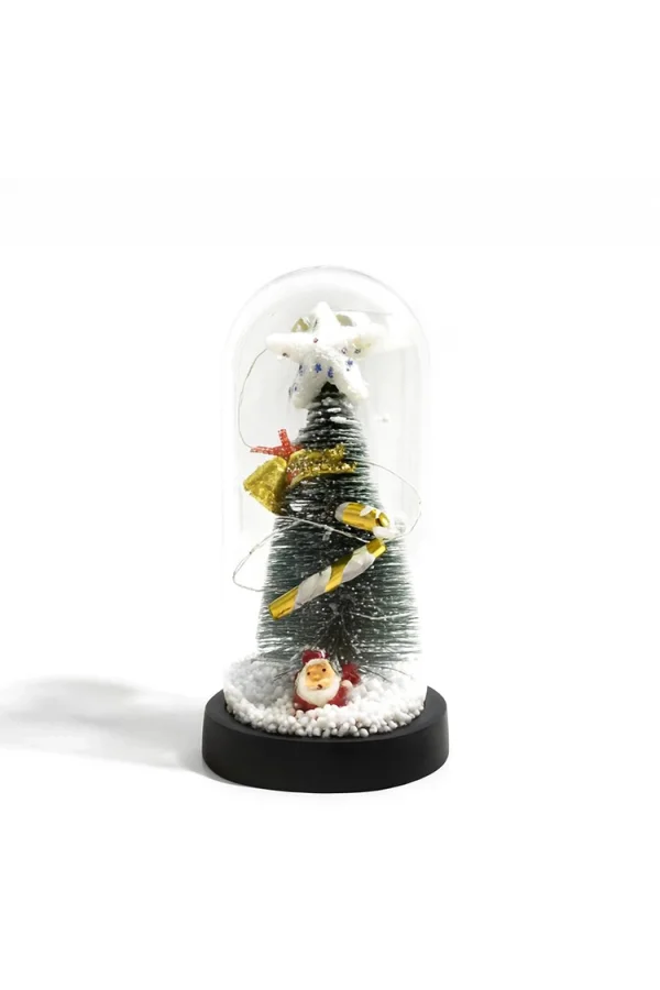 Yılbaşı Temalı Işıklı Dekoratif Cam Fanus - Model 1