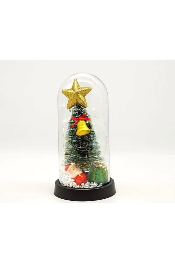 Yılbaşı Temalı Işıklı Dekoratif Cam Fanus - Model 6