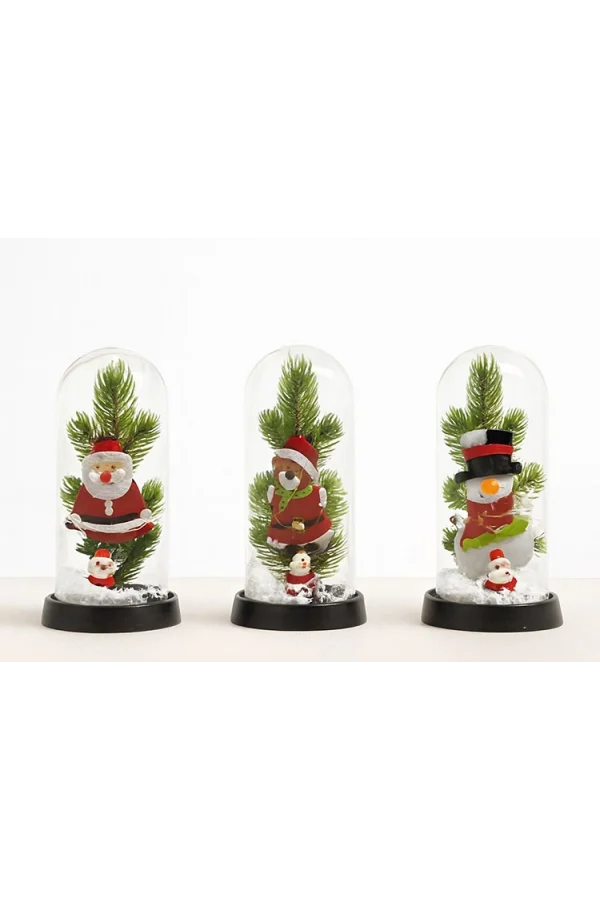 Yılbaşı Temalı Işıklı Dekoratif Cam Fanus - Model 8