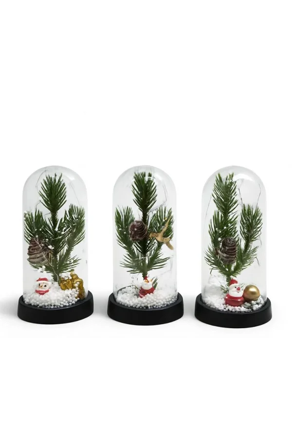 Yılbaşı Temalı Işıklı Dekoratif Cam Fanus - Model 9