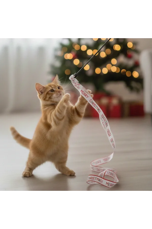 Yılbaşı Temalı Kedi Oyun Oltası