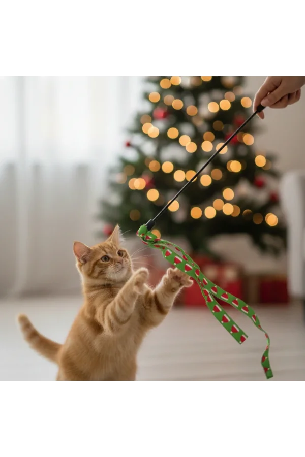 Yılbaşı Temalı Kedi Oyun Oltası