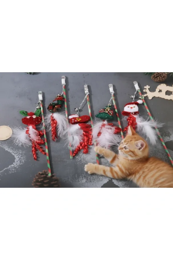Yılbaşı Temalı Zilli Kedi Oyun Oltası