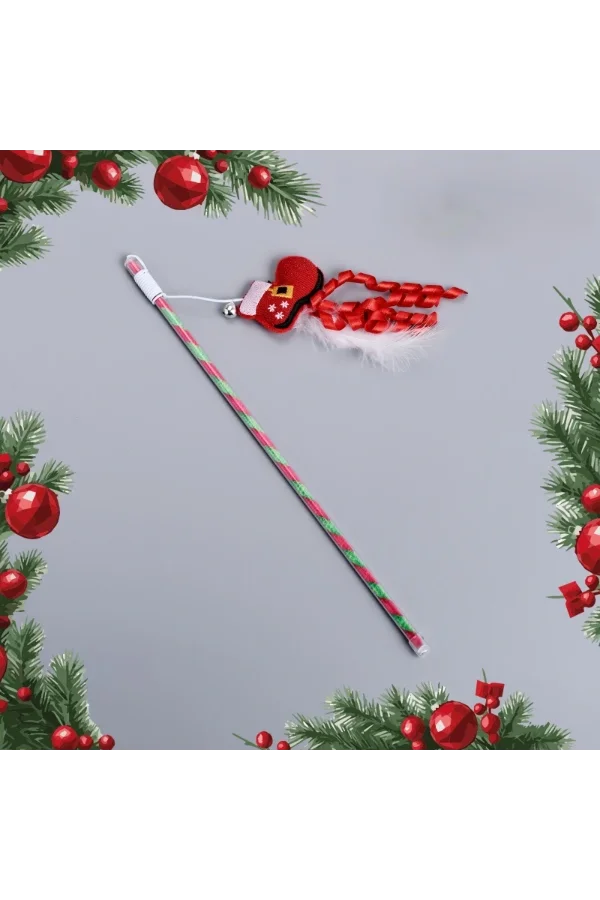 Yılbaşı Temalı Zilli Kedi Oyun Oltası