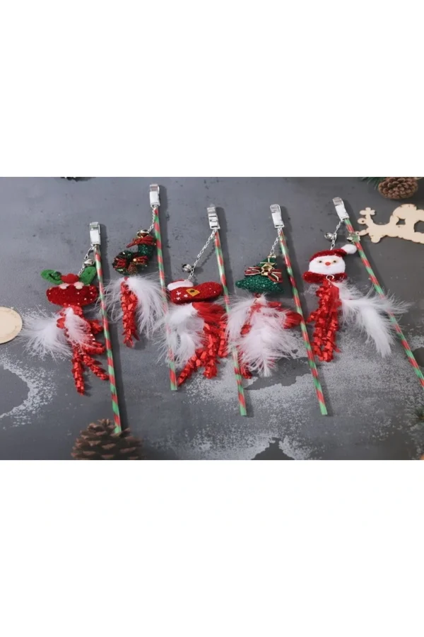 Yılbaşı Temalı Zilli Kedi Oyun Oltası