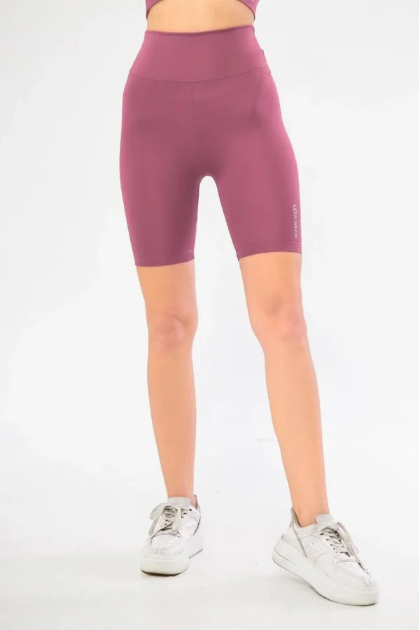 Yüksek Bel Biker Sporcu Şort - Gül Kurusu