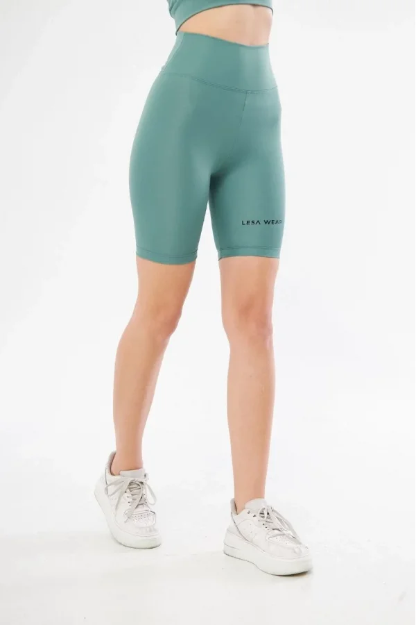 Yüksek Bel Biker Sporcu Şort - Mint Yeşil
