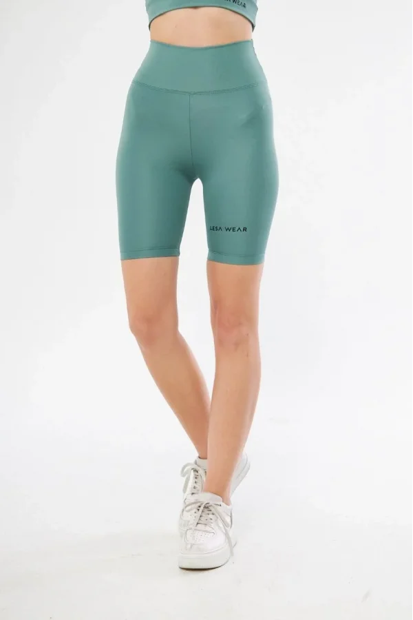 Yüksek Bel Biker Sporcu Şort - Mint Yeşili