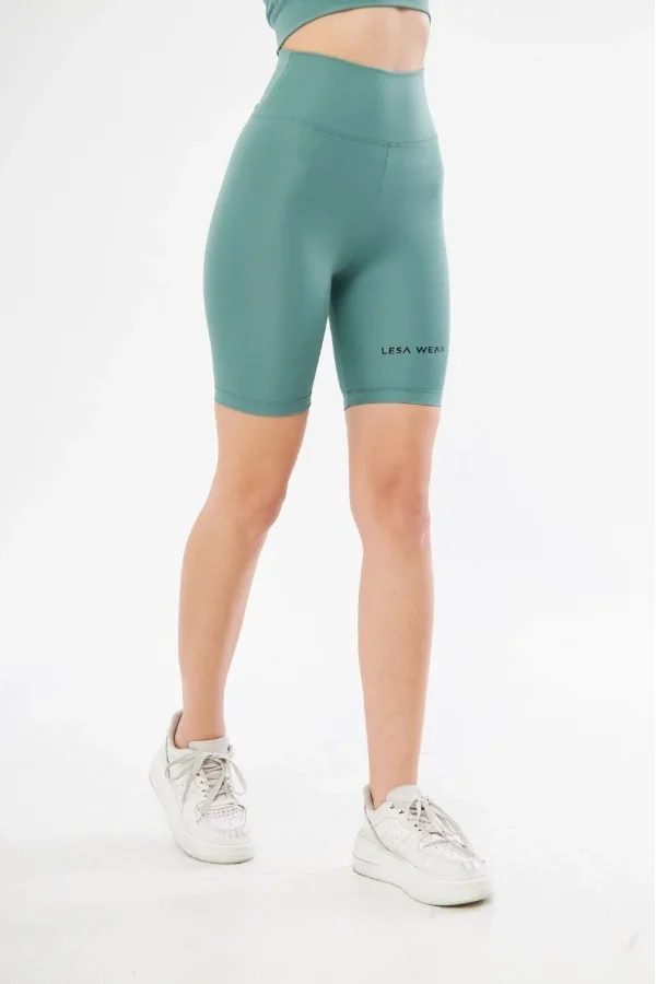 Yüksek Bel Biker Sporcu Şort - Mint Yeşili
