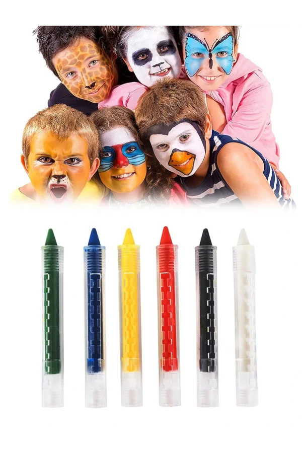 Yüz Boyama Seti Kalemli 6 Renk