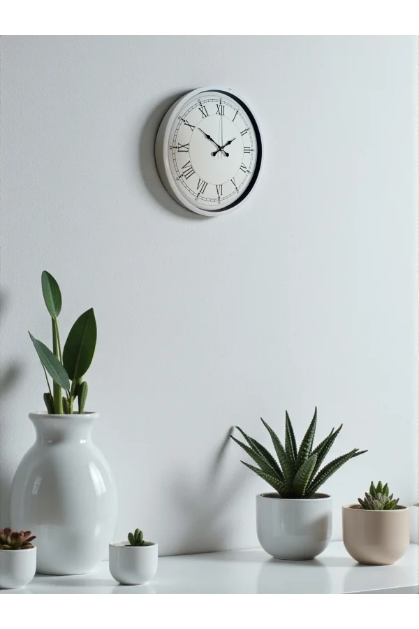 Zentime 36 Cm Beyaz Dekoratif Duvar Saati