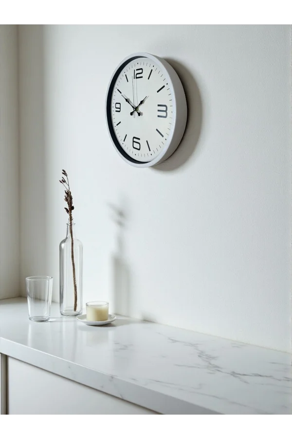 Zentime 36 Cm Beyaz Dekoratif Duvar Saati