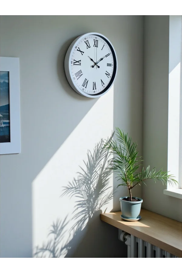 Zentime 36 Cm Beyaz Dekoratif Duvar Saati