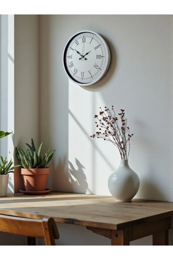 Zentime 36 Cm Beyaz Dekoratif Duvar Saati