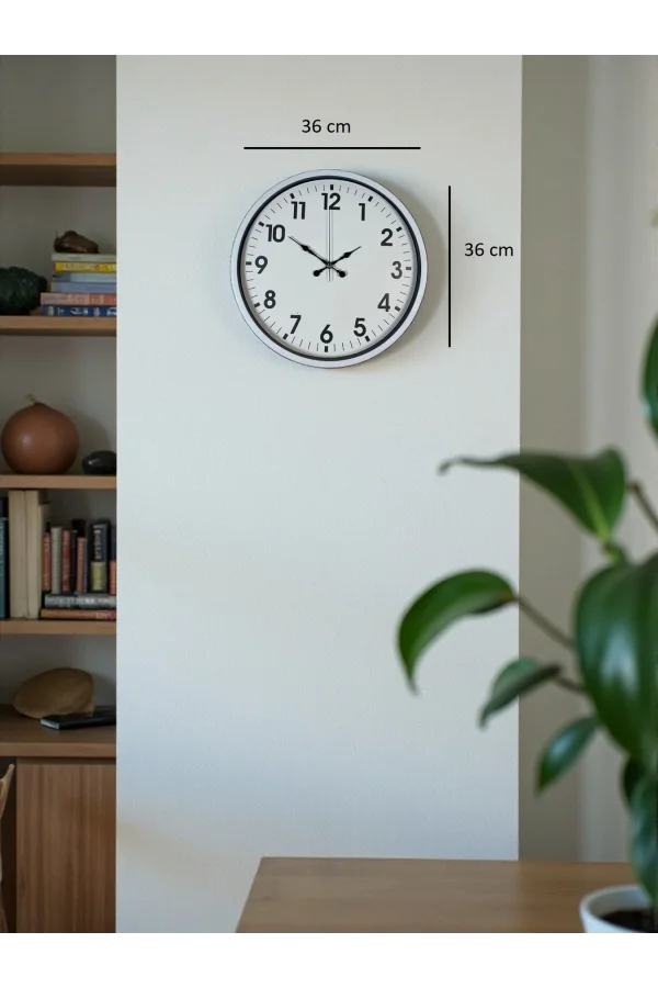 Zentime 36 Cm Beyaz Dekoratif Duvar Saati