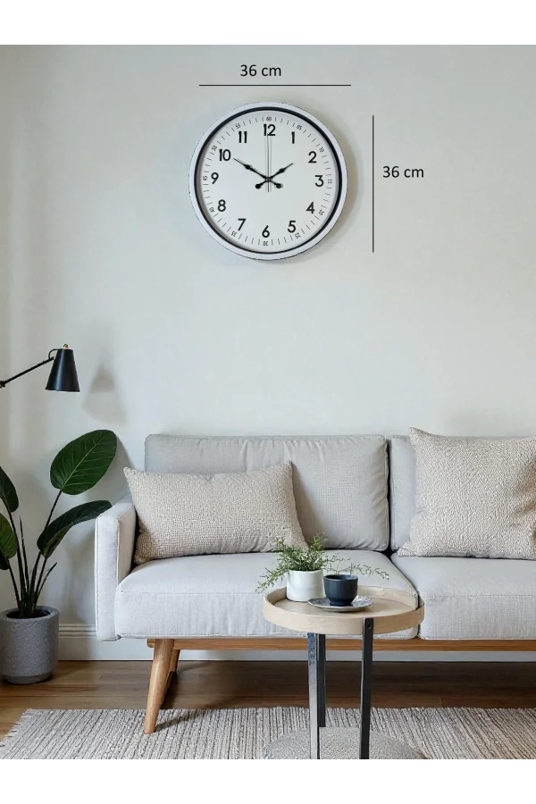 Zentime 36 Cm Beyaz Dekoratif Duvar Saati