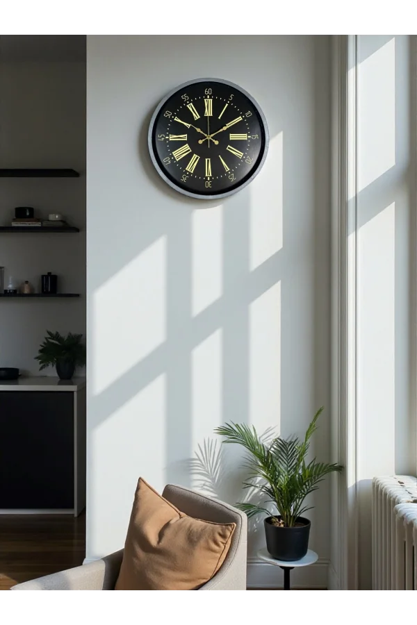 Zentime 36 Cm Gri Dekoratif Duvar Saati