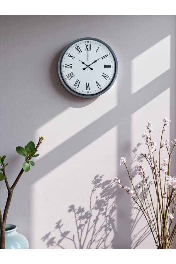 Zentime 36 Cm Gri Dekoratif Duvar Saati