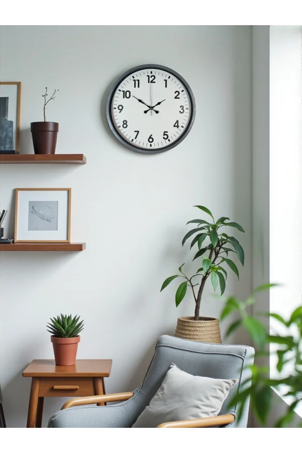 Zentime 36 Cm Gri Dekoratif Duvar Saati