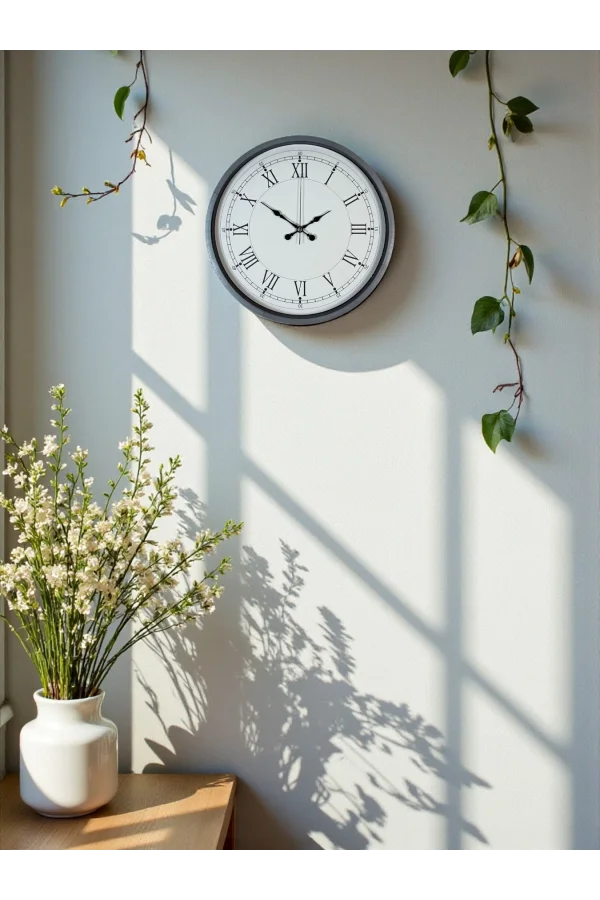 Zentime 36 Cm Gri Dekoratif Duvar Saati